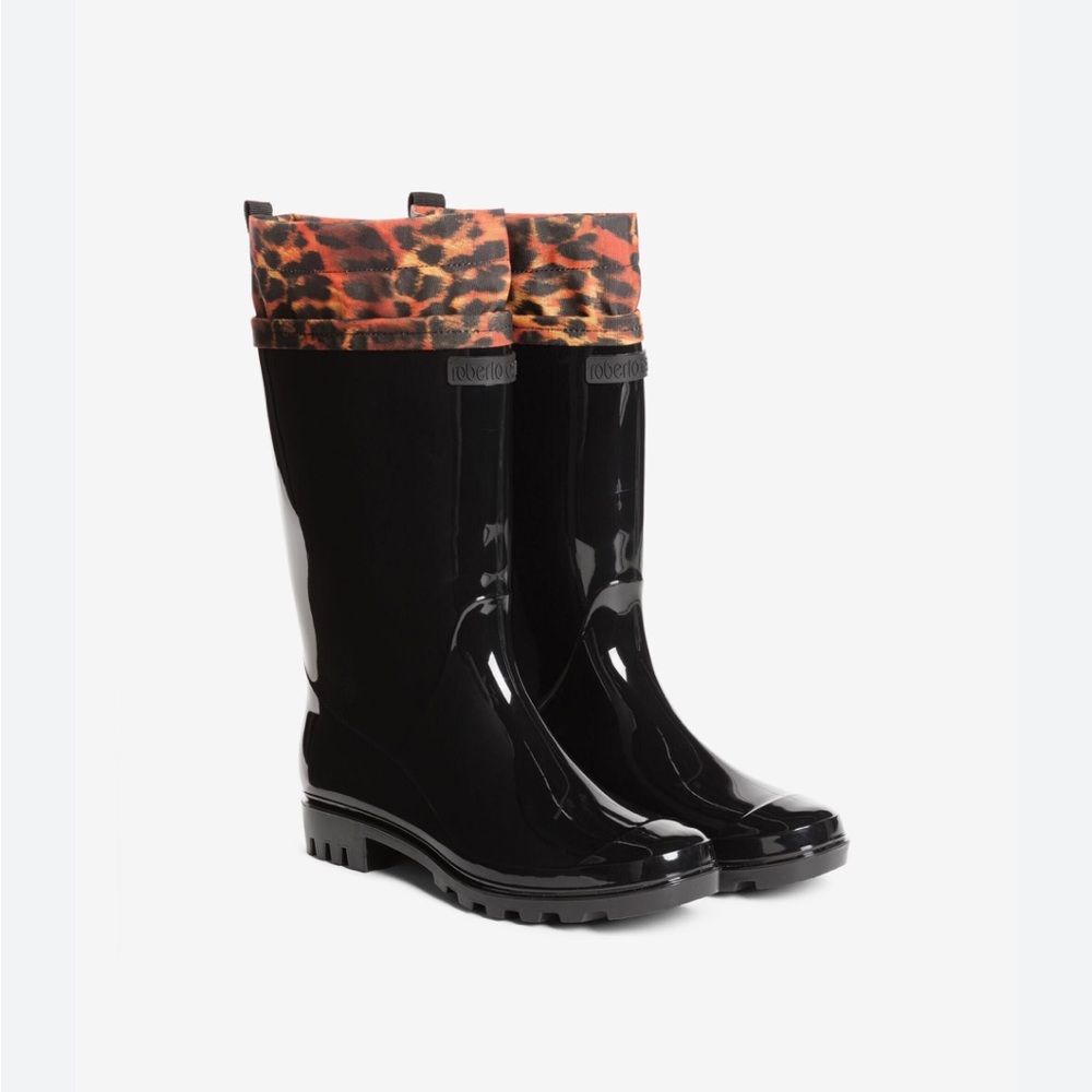 Roberto Cavalli Cheetah Print Rain Boots